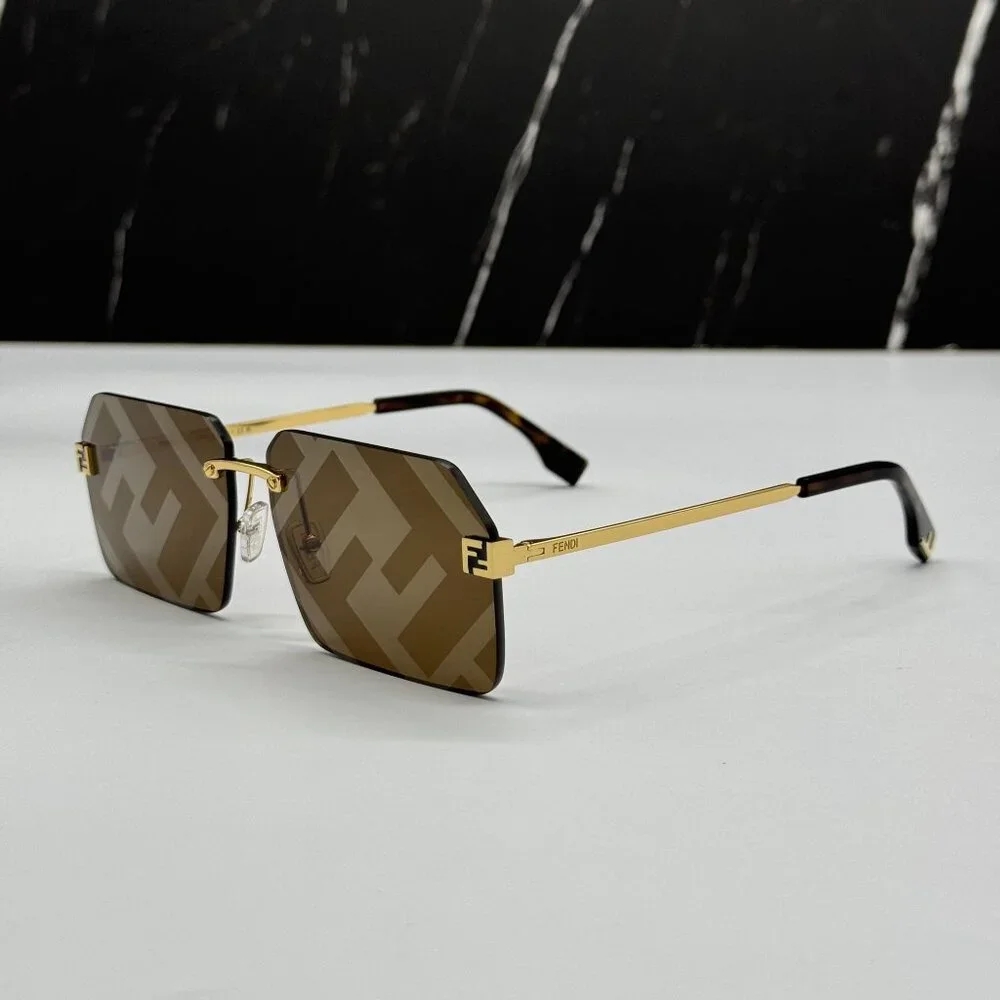 NEW FENDI GOLD BROWN UNISEX SUNGLASSES FENDI FE40043U 33G